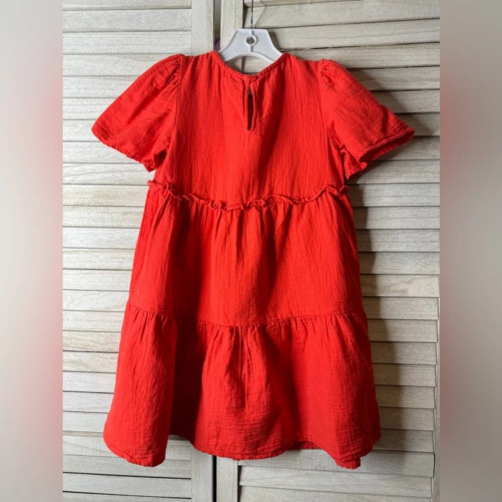 STEM Girls Burnt Orange Tiered Dress Size 6 Elevated Basic Cotton Casual